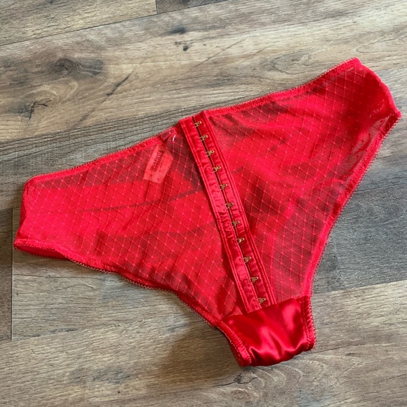 VS Christmas Fishnet Lace Satin Cutout Panty with Bows - Picture 5 of 7